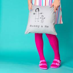 Mummy Cushion - Childrens Drawing Gift Mothers Day & Me Personalised Rose Gold - thumbnail 2