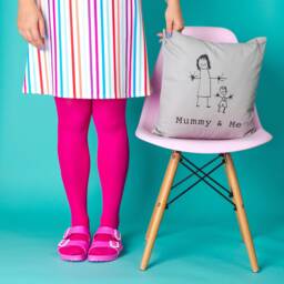 Mummy Cushion - Childrens Drawing Gift Mothers Day & Me Personalised Rose Gold