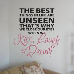 Kiss, Laugh, Dream 01 Vinyl Wall Quote Decal - 60 Colors Available - thumbnail 1