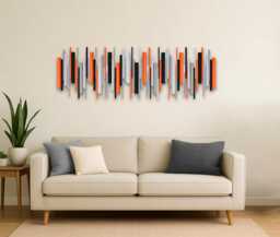 Orange & Black Wall Decor - Bold Abstract Wood Sculpture - thumbnail 1