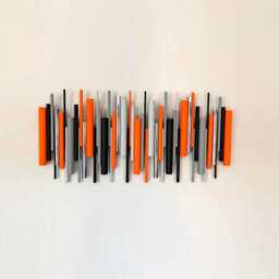Orange & Black Wall Decor - Bold Abstract Wood Sculpture - thumbnail 2
