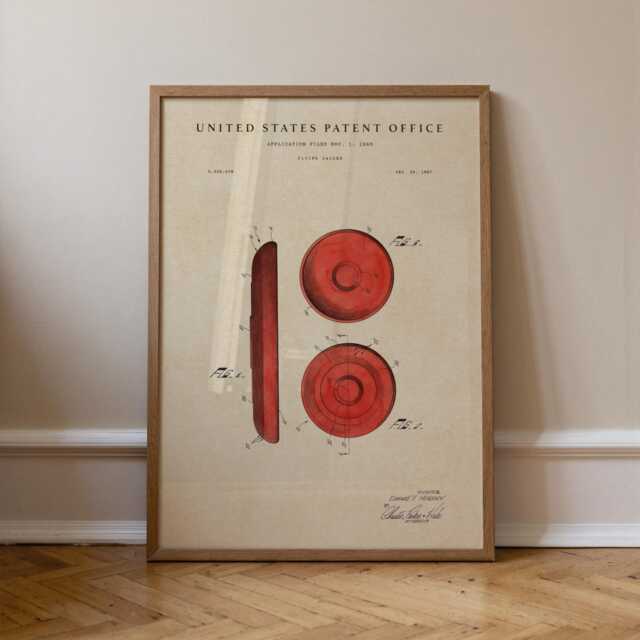 Frisbee Patent Print Hand-Painted Watercolor Wall Art - image 1