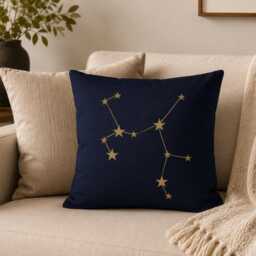 Virgo Constellation Pillow Cover 40x40, Astrology Gift For Her, Celestial Zodiac Cushion, Navy Gold Star Sign Decor, Room Decor - thumbnail 2