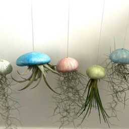 Handmade Clay Sea Urchin Air Plant Holder Hanging Jellyfish Design - thumbnail 2