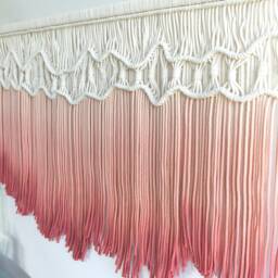 xl Macrame Wall Hanging - Handmade Tapestry Art Hanger Dyed in Green Or Pink - thumbnail 3