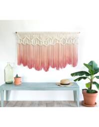xl Macrame Wall Hanging - Handmade Tapestry Art Hanger Dyed in Green Or Pink