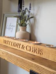Personalised Engraved Oak Candle Holder - Anniversary Gift