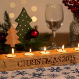 Personalised Engraved Oak Candle Holder - Anniversary Gift - thumbnail 3