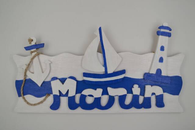 Wooden Interior Decoration/Wall Customizable First Name Marine Decor Seaside Brittany - image 1