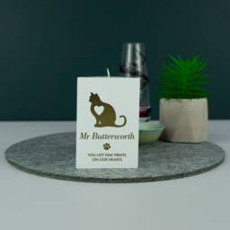 Personalised Cat Memorial Candle - Custom Pet Loss Gift Wooden Tea Light Holder Remembrance Sympathy Keepsake - thumbnail 2