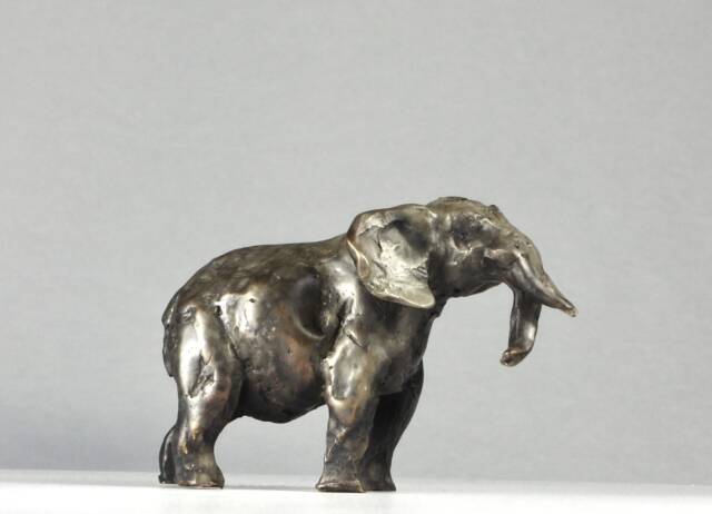 Tiny Giant I, Hand Cast Bronze Elephant Sculpture African Wildlife Art By Kindrie Grove - image 1