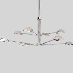 Mid-Century Sputnik Chandelier 8-Orb, Brass & Black Starburst Light - thumbnail 3