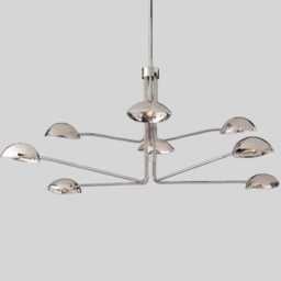 Mid-Century Sputnik Chandelier 8-Orb, Brass & Black Starburst Light - thumbnail 2