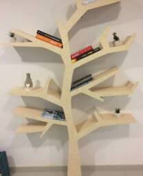 Tree Bookshelf Wooden Wall Shelf Kids Room Nursery Decor Handmade Wood Bookcase Forest Montessori - thumbnail 1