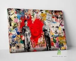 Charlie Chaplin Einstein Graffiti Canvas Art Wall Framed Print Picture Banksy Style Decor -C869 - thumbnail 1