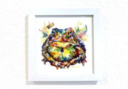 Woodland Toad Prince Artwork - Print Of Colorful Watercolor Frog Art - thumbnail 1