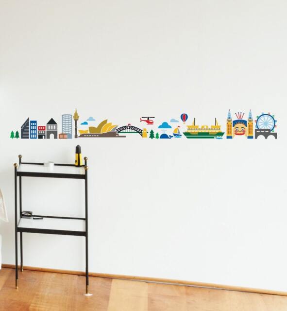 Sydney Skyline Color Printed Wall Sticker Decal - Educational Stickers, Learning, Art, Decals, Kids Room, School, Education