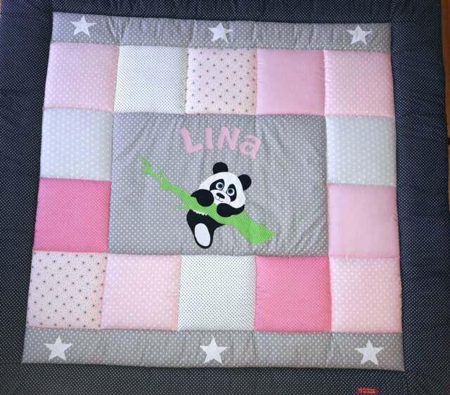 "Baby Blanket, Quilt, Patchwork Crawling Children's Blanket ""Panda" - image 1