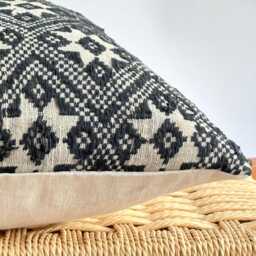 Black Neutral Tribal Hemp Hand Woven Natural Dye Color Lumbar Pillow Cover - thumbnail 3
