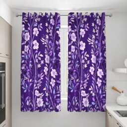Purple Floral Curtains, Botanical Print Drapes, Lilac & Lavender Flower Panels, Custom Made Eyelet Or Rod Pocket Curtains - thumbnail 3