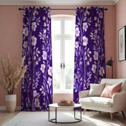 Purple Floral Curtains, Botanical Print Drapes, Lilac & Lavender Flower Panels, Custom Made Eyelet Or Rod Pocket Curtains