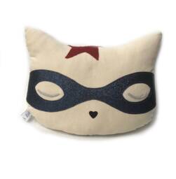 Superhero Cat Embroidered Cushion, Supercat - Les Iconiques Collection Caro & Zolie - thumbnail 1