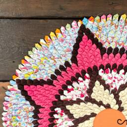 Handmade Upcycled Round Fabric Rug - Colourful Boho Floor Mat Or Wall Art - thumbnail 2