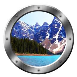 Lake View Snowy Mountain Green Trees 3D Porthole Wall Art Vinyl Decal - Vwaq Sp21 - thumbnail 2