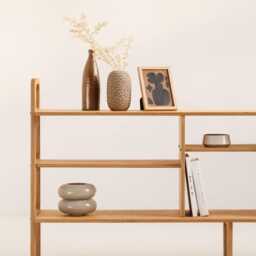 Mid Century Modern Ladder Bookcase, Walnut Wooden Bookshelves, Low Media Console 143-189 cm, Shelf With Dividers, Custom Size - thumbnail 4