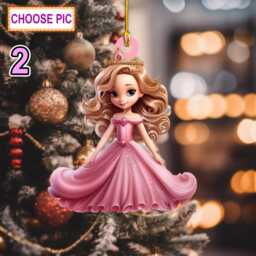 Custom Name Princess Personalized Ornament, Christmas Tree Hanging Decor, Flat 2D Gift For Girl, Baby - thumbnail 2