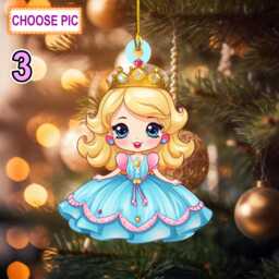 Custom Name Princess Personalized Ornament, Christmas Tree Hanging Decor, Flat 2D Gift For Girl, Baby - thumbnail 3