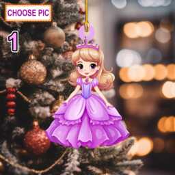 Custom Name Princess Personalized Ornament, Christmas Tree Hanging Decor, Flat 2D Gift For Girl, Baby