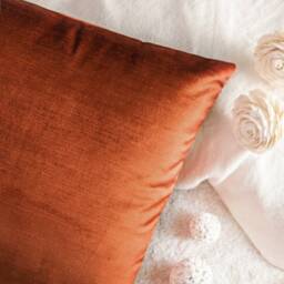 Cinnamon Copper Rust Orange Decorative Throw Pillow Cover, Accent Cushion Covers, Velour Modern Pillowcase, Boho Farmhouse Trendy Pillows - thumbnail 3