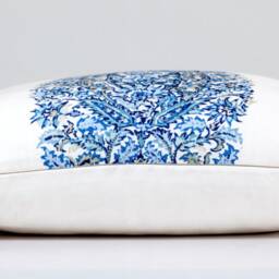 Blue Paisley Pillow Cover, Schumacher Fabric, White Linen Back - thumbnail 3