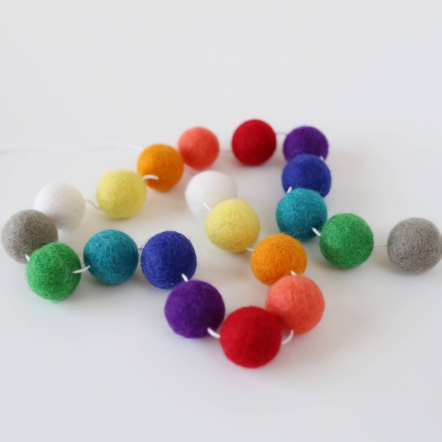 Rainbow Garland - Felt Ball Wool Classroom Decor Pom Pom Baby Room Shower - image 1