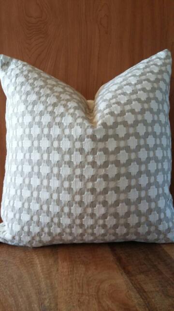 Designer F Schumacher Betwixt Stone White Beige Greige Neutral Geometric Small Scale Lumbar Euro Pillow Cover Cushion Toss Modern Luxe