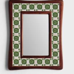 Hand-Painted Floral Tile Mirror Boho Wall Decor Accent - thumbnail 2