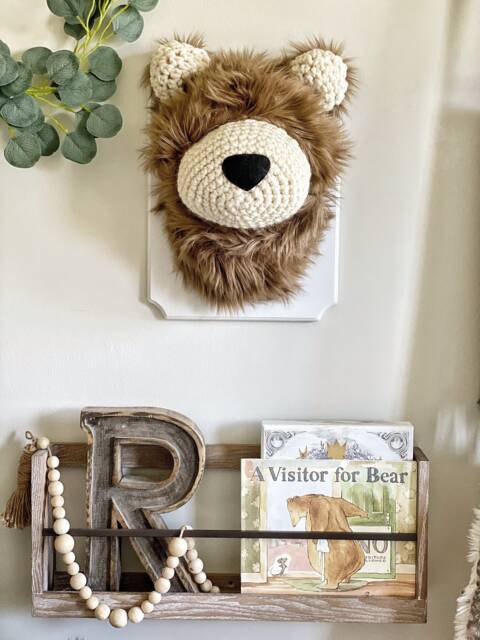 Crochet Cappuccino Bear Wall Mount Faux Taxidermy Nursery Decor - image 1