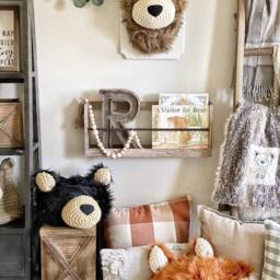 Crochet Cappuccino Bear Wall Mount Faux Taxidermy Nursery Decor - thumbnail 2