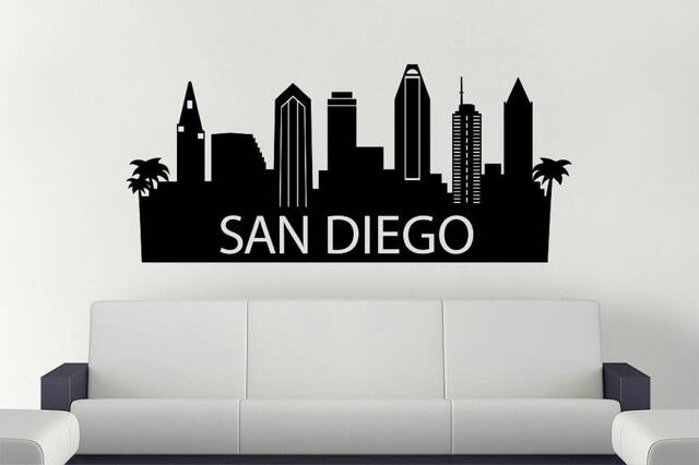 San Diego City Skyline Vinyl Sticker California Wall Decal Urban Silhouette Art - image 1