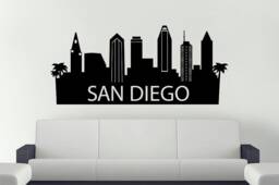 San Diego City Skyline Vinyl Sticker California Wall Decal Urban Silhouette Art - thumbnail 1