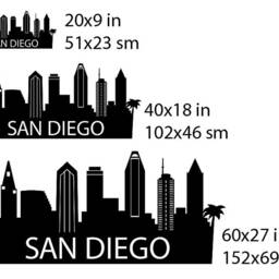 San Diego City Skyline Vinyl Sticker California Wall Decal Urban Silhouette Art - thumbnail 3