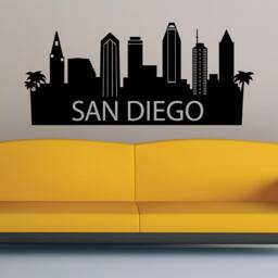 San Diego City Skyline Vinyl Sticker California Wall Decal Urban Silhouette Art - thumbnail 2
