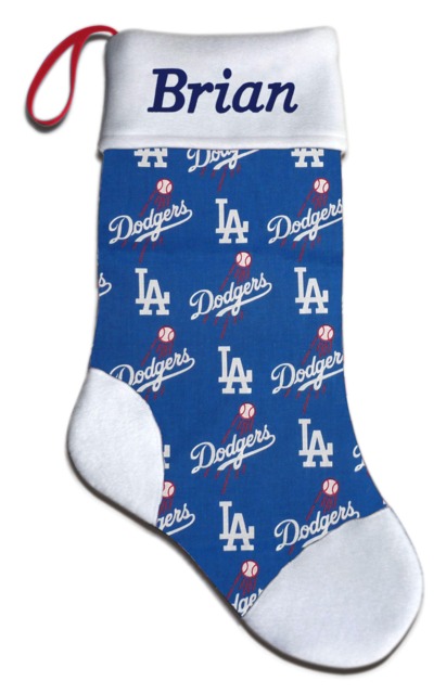 Personalized Mlb Los Angeles Dodgers Baseball Christmas Stocking Embroidered