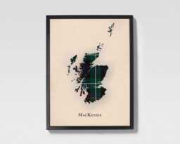 Clan Mackenzie Scottish Tartan Map - Of Scotland Family Wall Decor, Ready To Hang - thumbnail 1