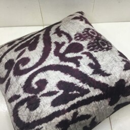 Handwoven Ikat Silk Pillow Cover, Decorative Cushion - 16x16 - thumbnail 4