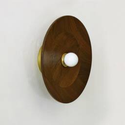 Walnut Dish Minimalist Contemporary Wall Fixture Light Wood Sconce Living Room Lamp Kitchen Lighting Entry Lights - thumbnail 2
