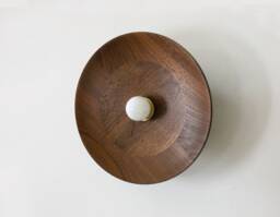 Walnut Dish Minimalist Contemporary Wall Fixture Light Wood Sconce Living Room Lamp Kitchen Lighting Entry Lights - thumbnail 1