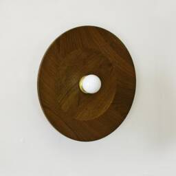 Walnut Dish Minimalist Contemporary Wall Fixture Light Wood Sconce Living Room Lamp Kitchen Lighting Entry Lights - thumbnail 4