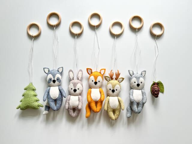 Baby Play Gym Toys, Woodland Wooden Baby Gym, Activity Center, Hanging Toy, Newborn Gifts Idea - image 1